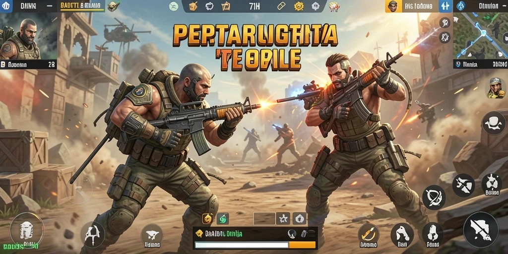 Tangkapan layar permainan 71H menunjukkan pertempuran intens di arena Battle Royale.