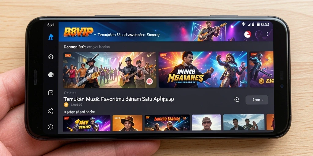 Tangkapan layar B8VIP menampilkan pengalaman mendengarkan musik yang interaktif dan menyenangkan.