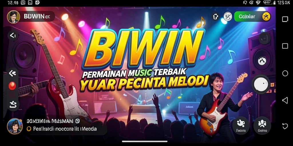 Tampilan gameplay BIWIN dengan berbagai tantangan musik yang menarik.