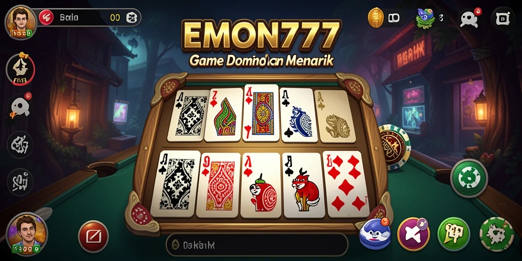 Screenshot gameplay EMON777 menampilkan pemain yang sedang asyik bermain Domino.