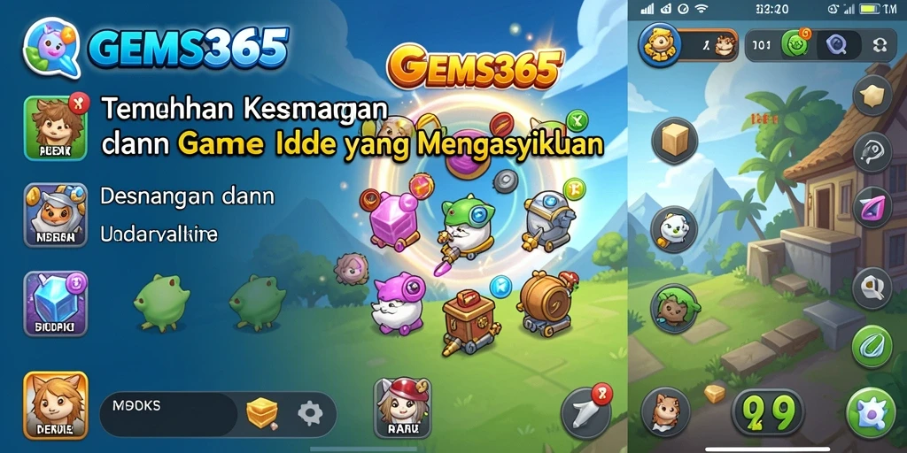 Tangkapan layar GEMS365 menampilkan gameplay santai yang menarik.