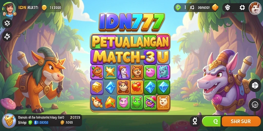 Gameplay menawan IDN777 dalam pertempuran Match-3.