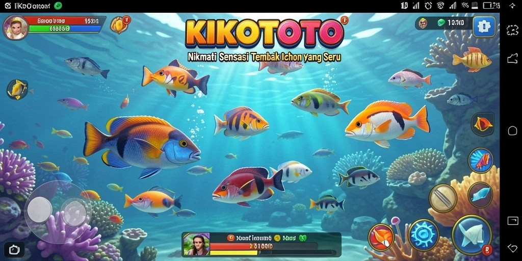 Screenshot KIKOTOTO menampilkan gameplay seru saat menembak ikan.
