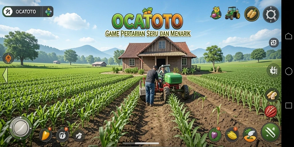 Tangkapan layar utama OCATOTO menampilkan gameplay bertani yang seru dan interaktif.