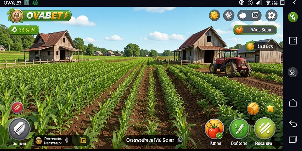 Gameplay seru OVABET menampilkan petani yang merawat ladang.