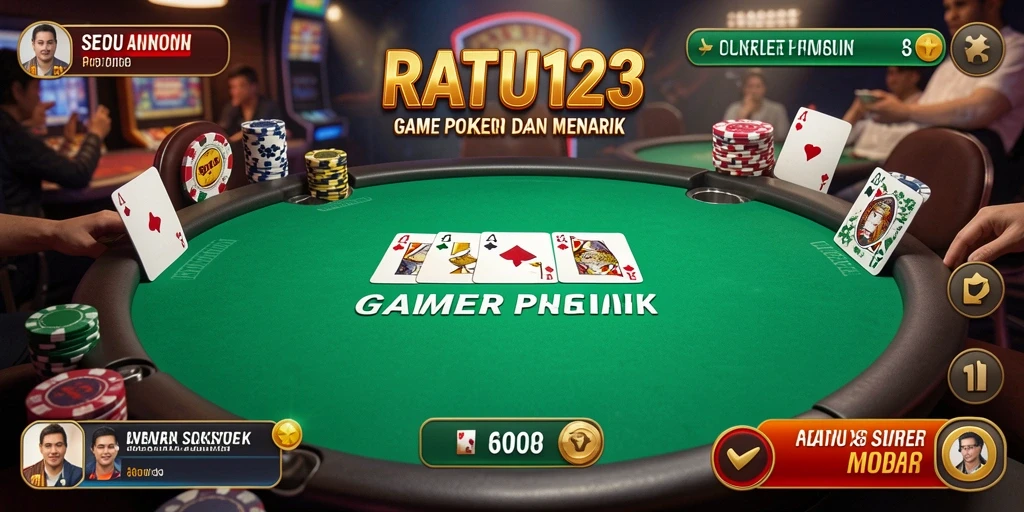 Tampilan gameplay seru dalam permainan poker di RATU123.