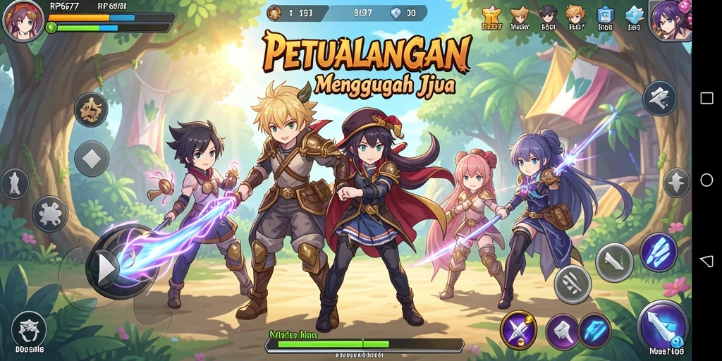 Tangkapan layar menampilkan karakter Anime dalam aksi seru.