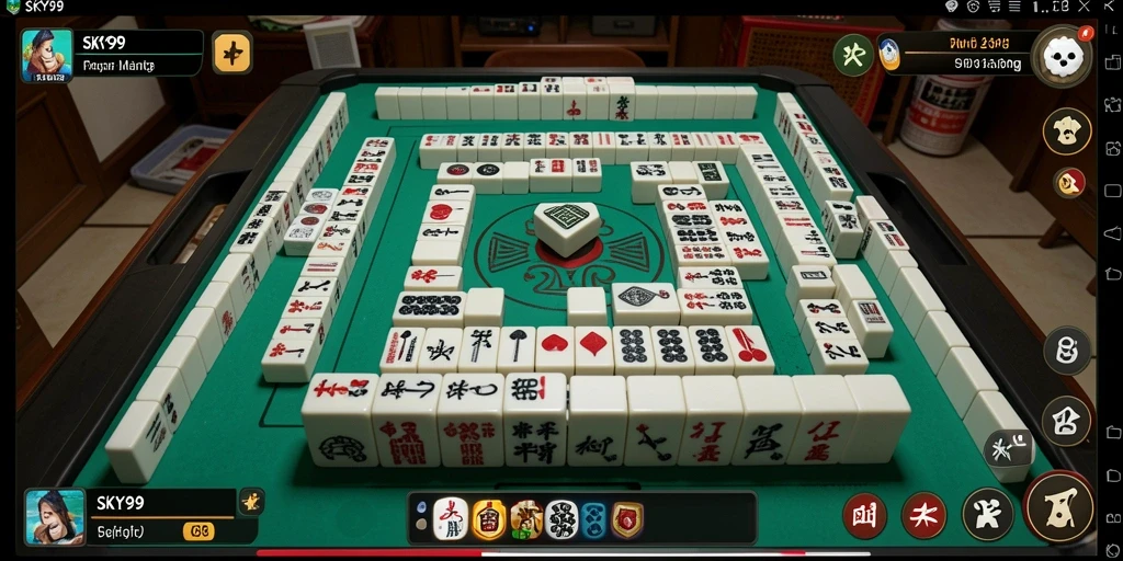 Screenshot SKY99 menampilkan tindakan seru dalam permainan Mahjong.